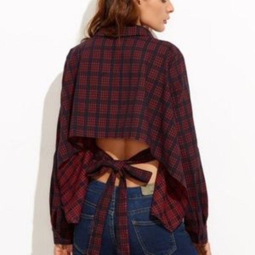 Plaid backless top. LAST ONE!!!